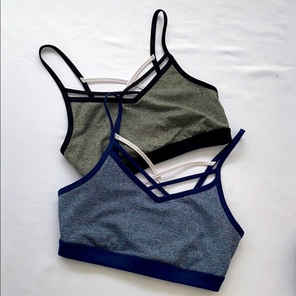 Reebok Women's Front Interest V-Neck Seamless Heather Blue/Grey Size XS - Picture 2 of 12